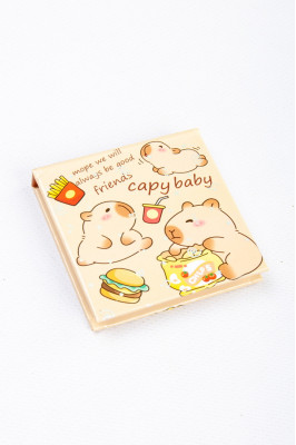 Блокнот клеений, 8х8 cм, 70 аркушів, кольорові сторінки,  "Капібара"